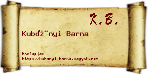 Kubányi Barna névjegykártya